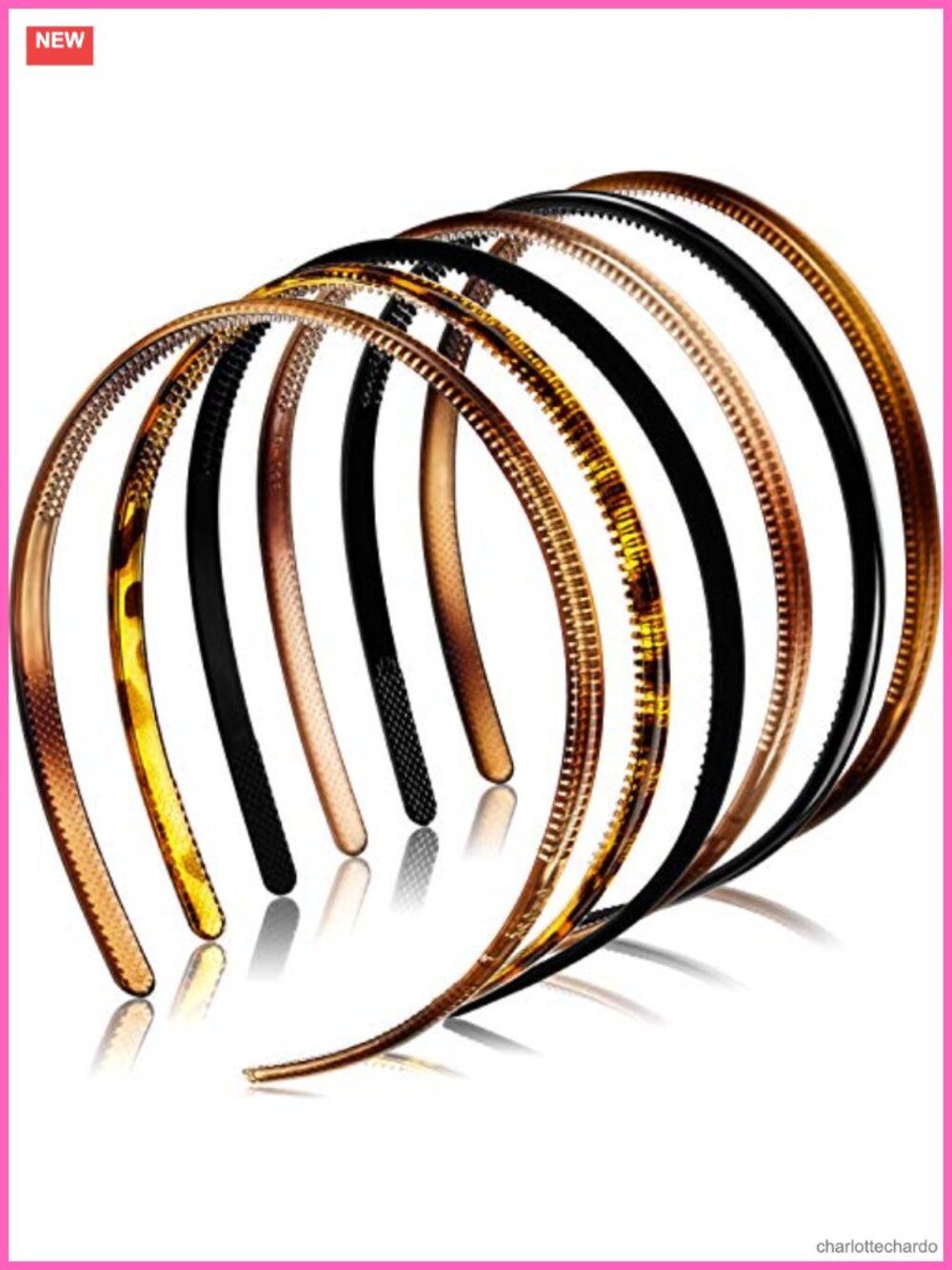 6 Pack Thin Plastic Headbands with Teeth for Women